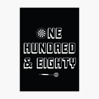 Darts Print - Black One Hundred And Eighty Poster Wall Art