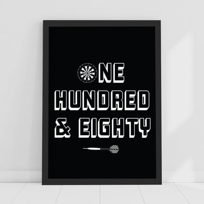 Darts Print - Black One Hundred And Eighty Poster Wall Art