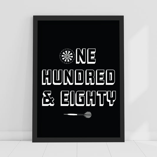 Darts Print - Black One Hundred And Eighty Poster Wall Art