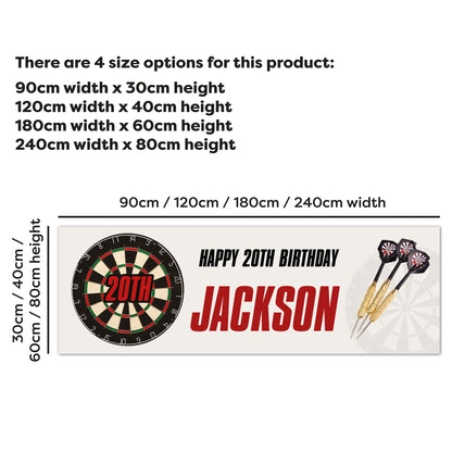 Darts Birthday - Dartboard 3 Darts Personalised Banner Wall Sticker