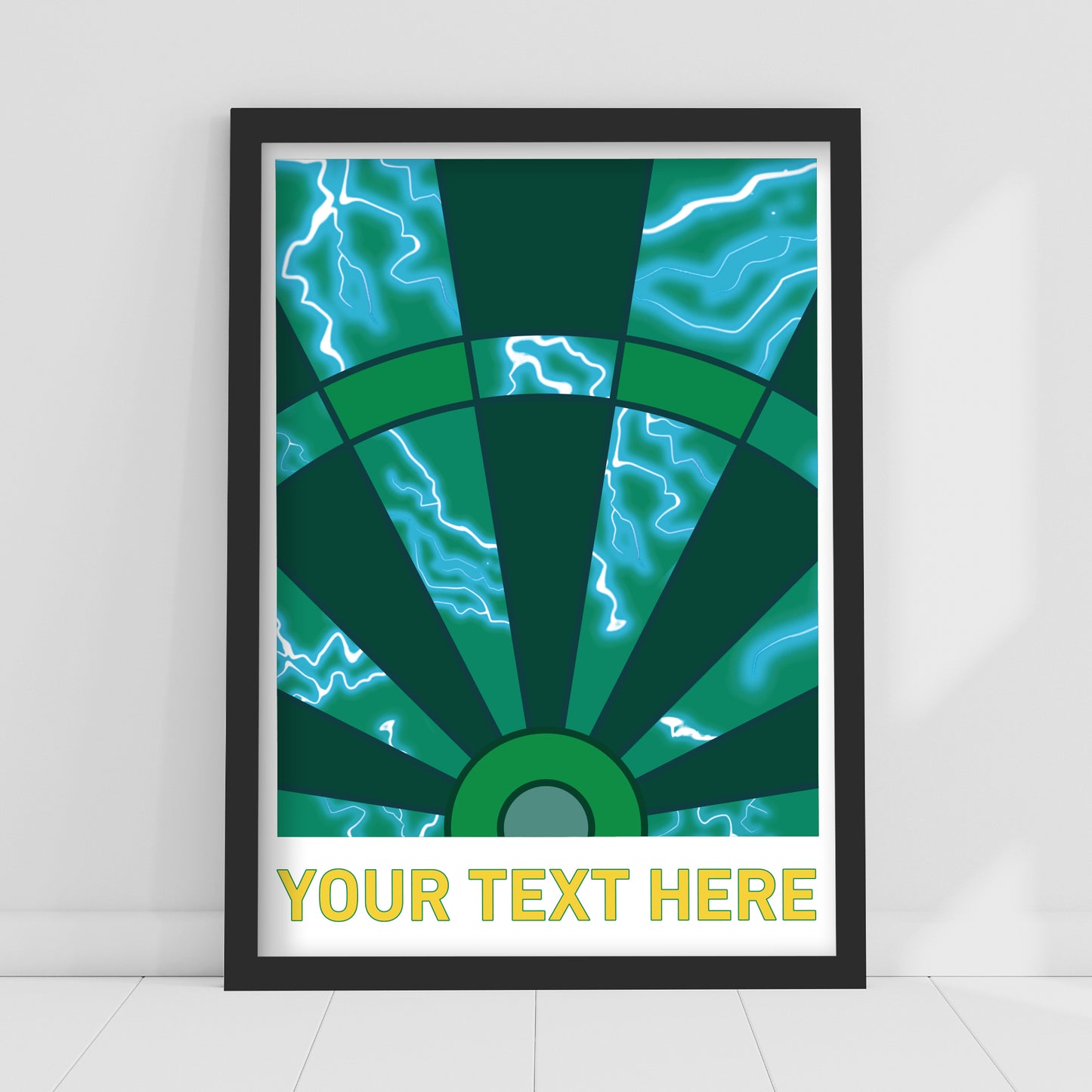 Darts Print - Green Lightning Board Personalised Poster Wall Art