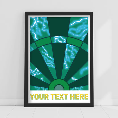 Darts Print - Green Lightning Board Personalised Poster Wall Art