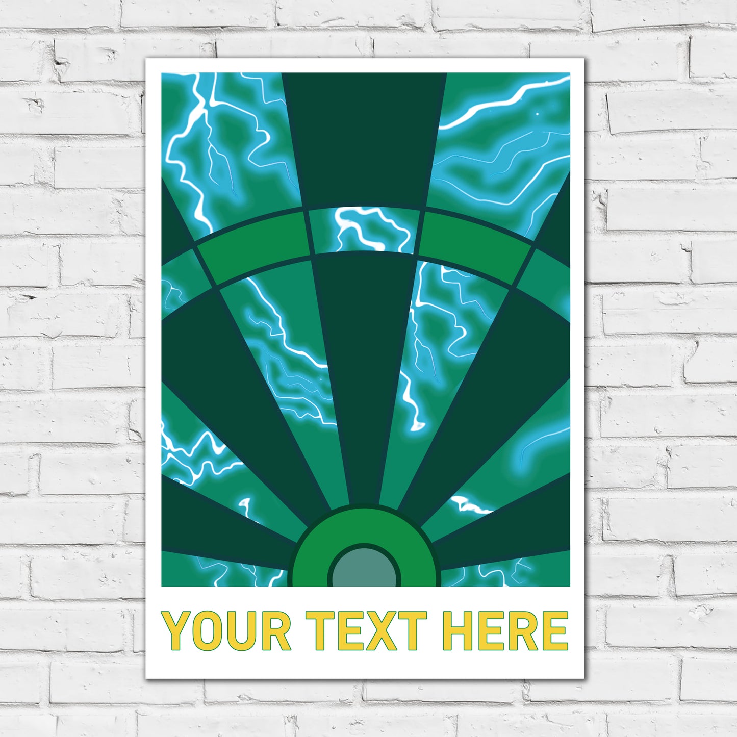 Darts Print - Green Lightning Board Personalised Poster Wall Art