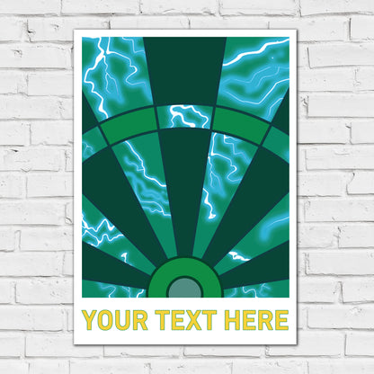 Darts Print - Green Lightning Board Personalised Poster Wall Art