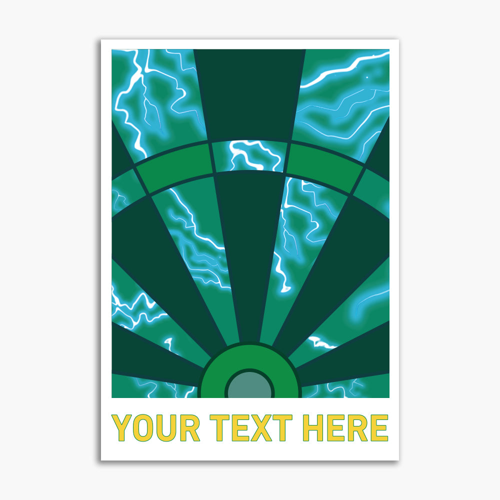 Darts Print - Green Lightning Board Personalised Poster Wall Art