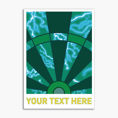 Darts Print - Green Lightning Board Personalised Poster Wall Art