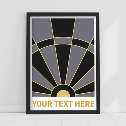 Darts Print - Grey And Gold Board Personalised Poster Wall Art