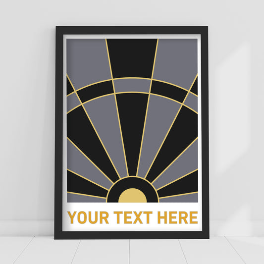 Darts Print - Grey And Gold Board Personalised Poster Wall Art