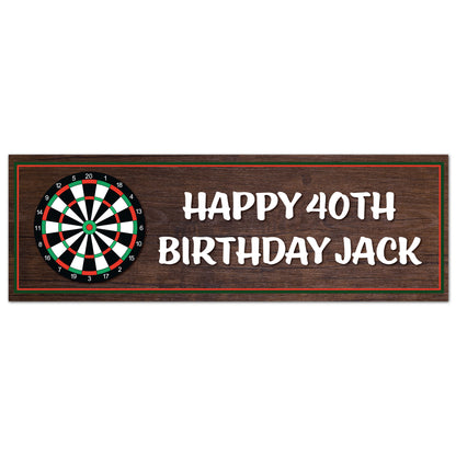 Darts Birthday - Wood Dartboard Personalised Banner Wall Sticker