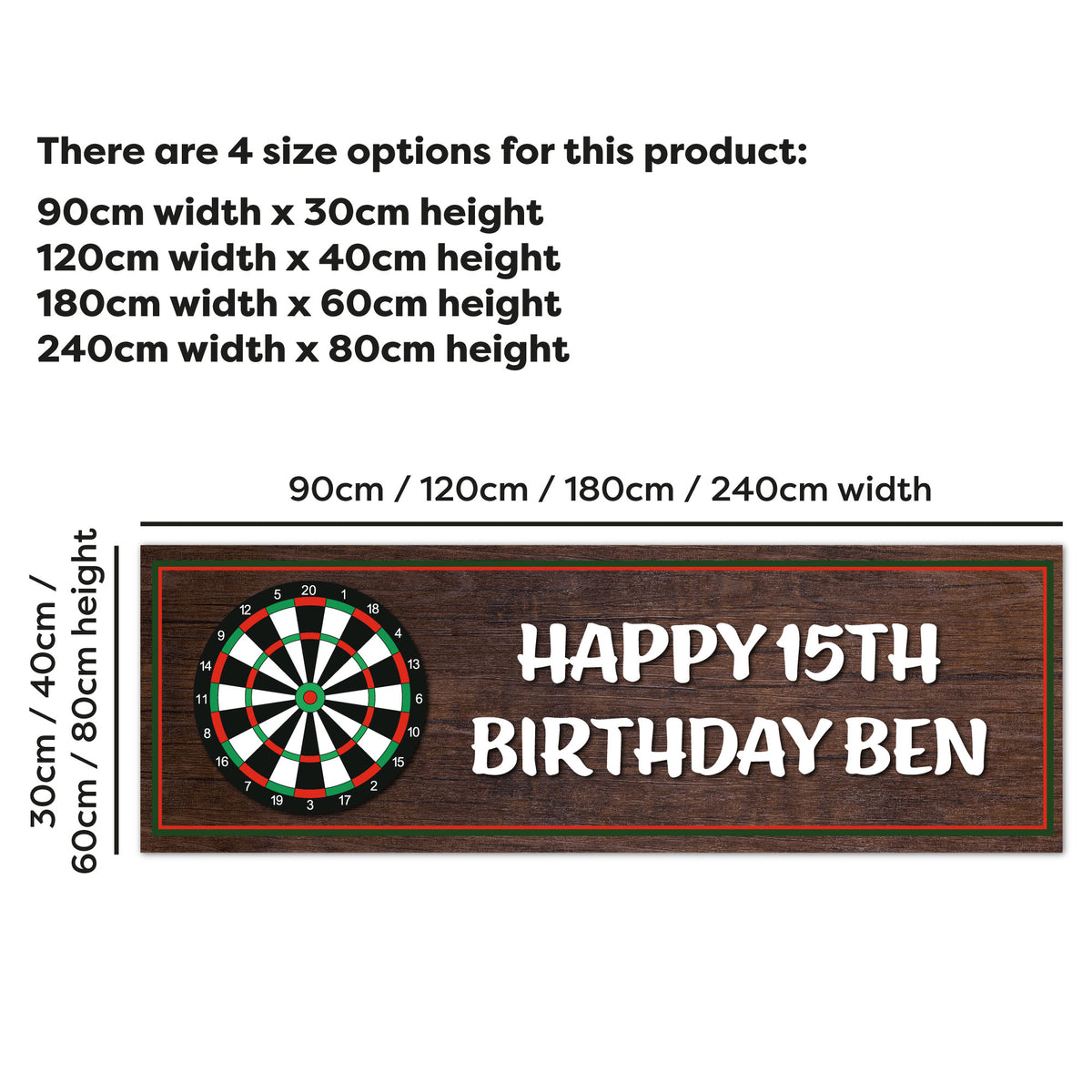 Darts Birthday - Wood Dartboard Personalised Banner Wall Sticker