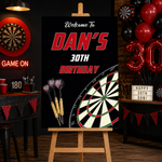 Darts Birthday Sign - Black Dartboard Personalised Foamex Board