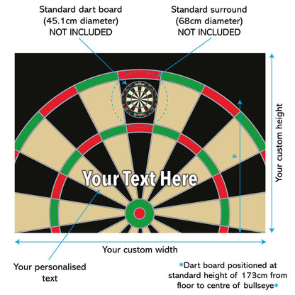 Darts Full Wall Mural - Classic Board with Personalised Text Wall Art