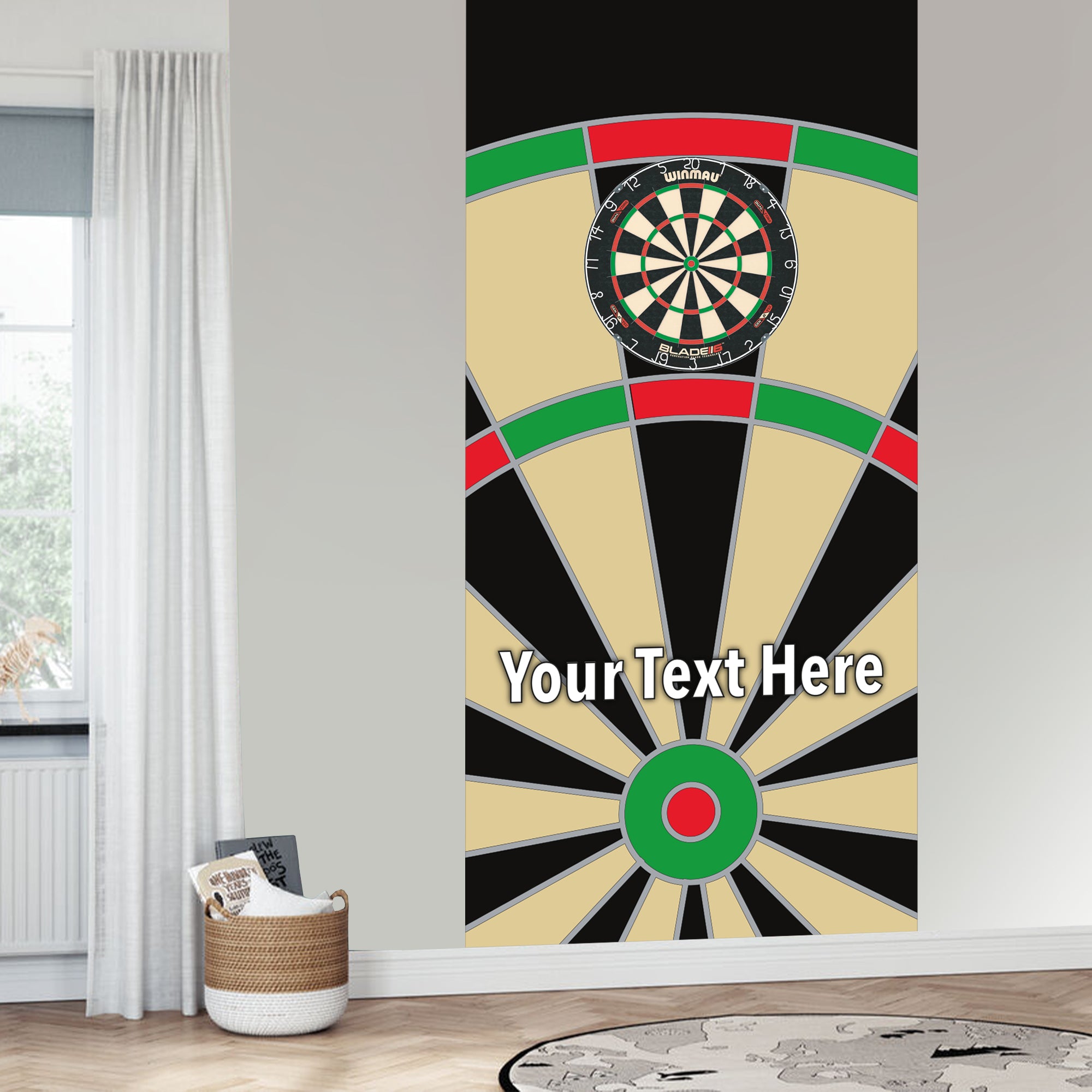 Dart Line Sticker Darts Wall Sticker - Classic Board with Personalised Text Wall Art ...