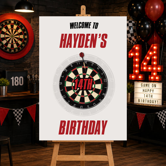 Darts Birthday Sign - Dartboard Personalised Foamex Board