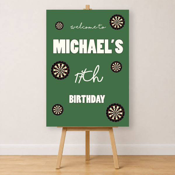 Darts Birthday Sign - Green Dartboard Personalised Foamex Board