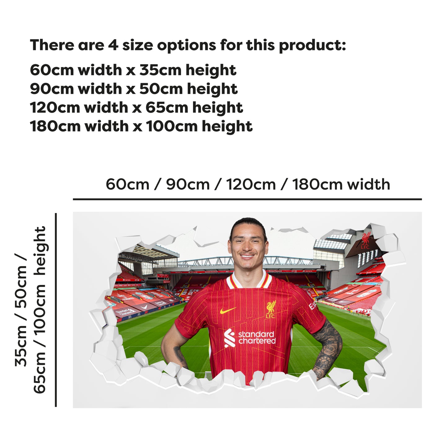 Liverpool FC Wall Sticker - Darwin Nunez 24/25 Broken Wall