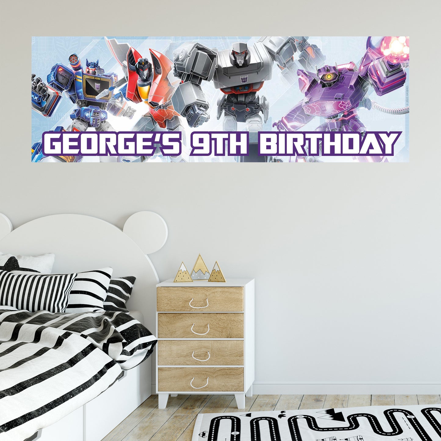 Transformers Birthday - Decepticons Group Personalised Banner Wall Sticker