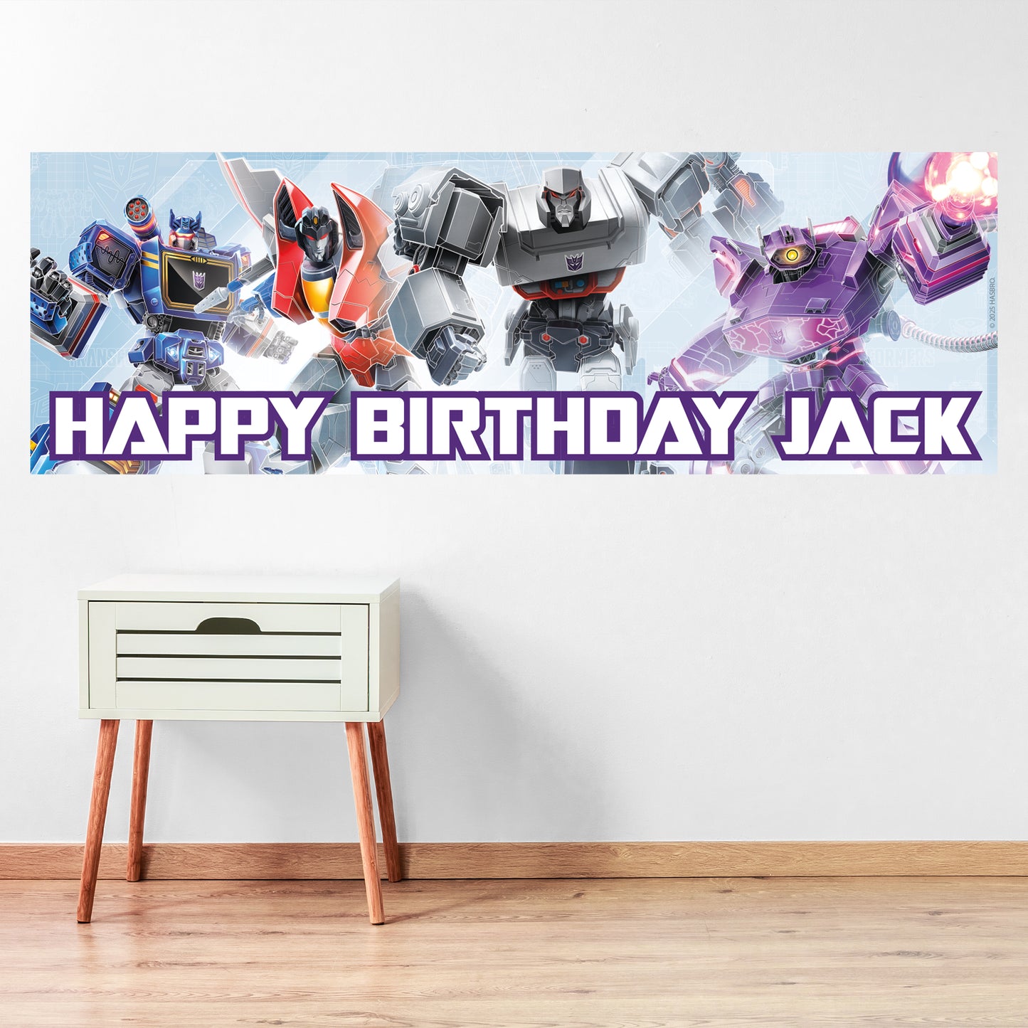 Transformers Birthday - Decepticons Group Personalised Banner Wall Sticker