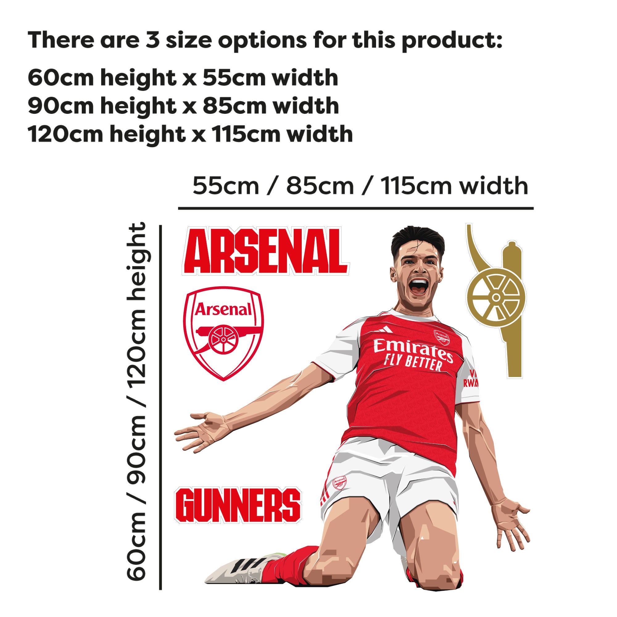 Dc Arsenal Sticker Arsenal FC Wall Sticker - Declan Rice 25-26 Illustration + AFC Decals ...