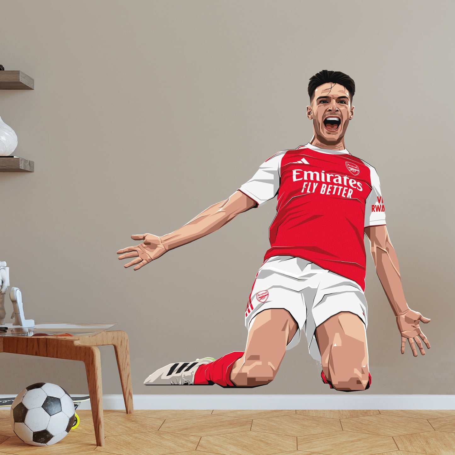 Arsenal FC Wall Sticker - Declan Rice 25-26 Illustration + AFC Decals