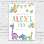 Dinosaur Birthday Sign - Colourful Watercolour Personalised Foamex Board