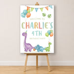 Dinosaur Birthday Sign - Colourful Watercolour Personalised Foamex Board
