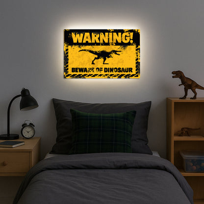 Dinosaur Warning Sign LED Backlit Wallpop