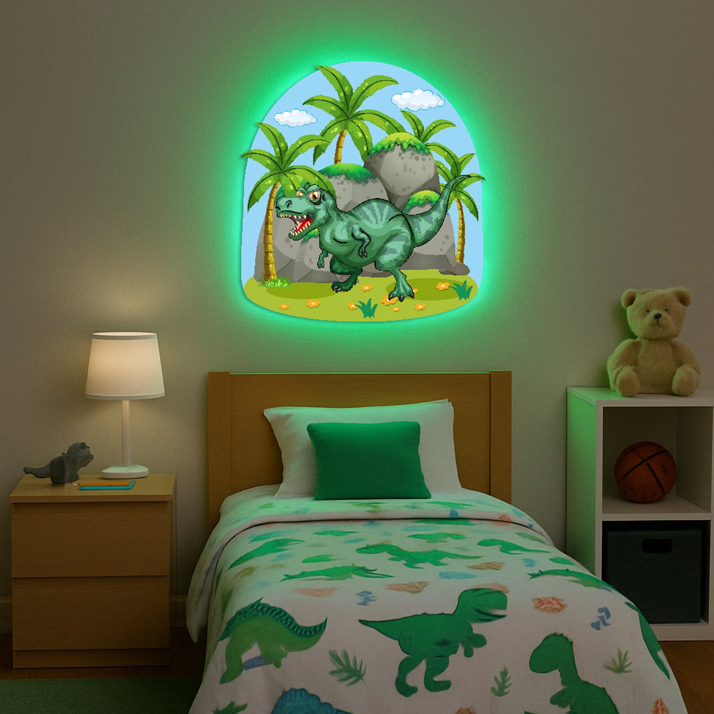 Dinosaur In Forest LED Backlit Wallpop