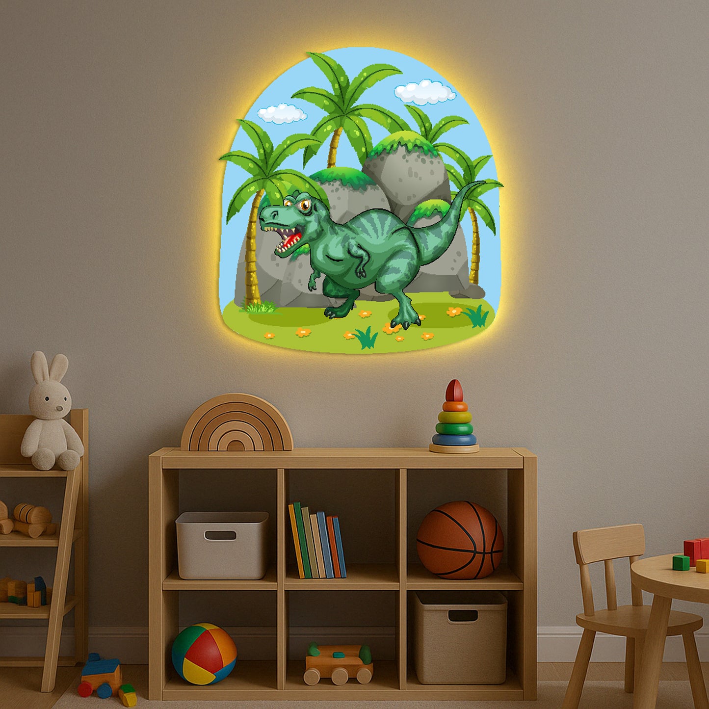 Dinosaur In Forest LED Backlit Wallpop