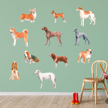 Dog Wall Sticker - Watercolour Dogs Decal Set Wall Sticker