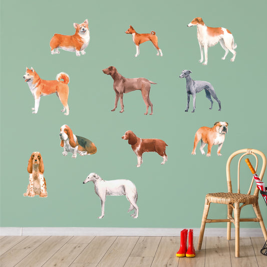 Animal Wall Sticker - Watercolour Dogs Decal Set Wall Art
