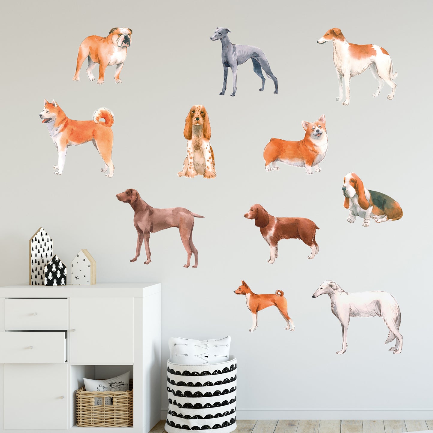 Dog Wall Sticker - Watercolour Dogs Decal Set Wall Sticker
