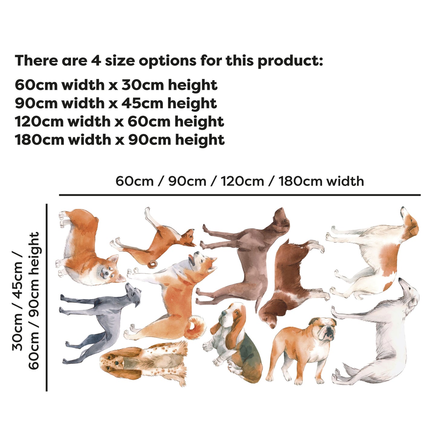Dog Wall Sticker - Watercolour Dogs Decal Set Wall Sticker