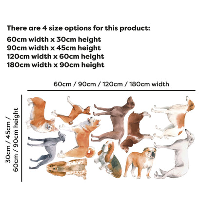 Dog Wall Sticker - Watercolour Dogs Decal Set Wall Sticker