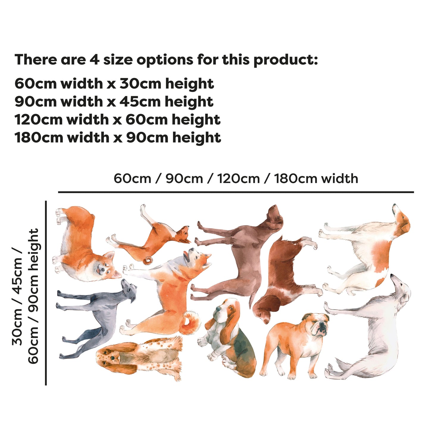 Animal Wall Sticker - Watercolour Dogs Decal Set Wall Art