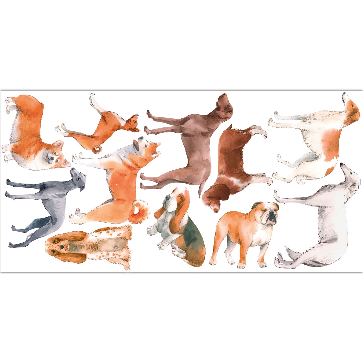 Dog Wall Sticker - Watercolour Dogs Decal Set Wall Sticker