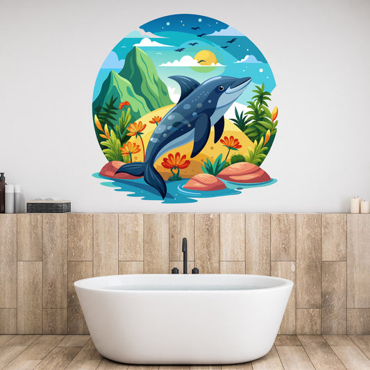 Bathroom Wall Sticker - Dolphin Decal Wall Art