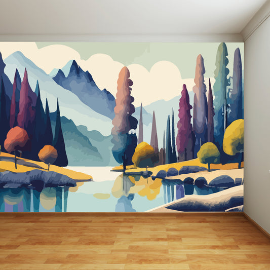 Dreamy Lakeside Full Wall Mural