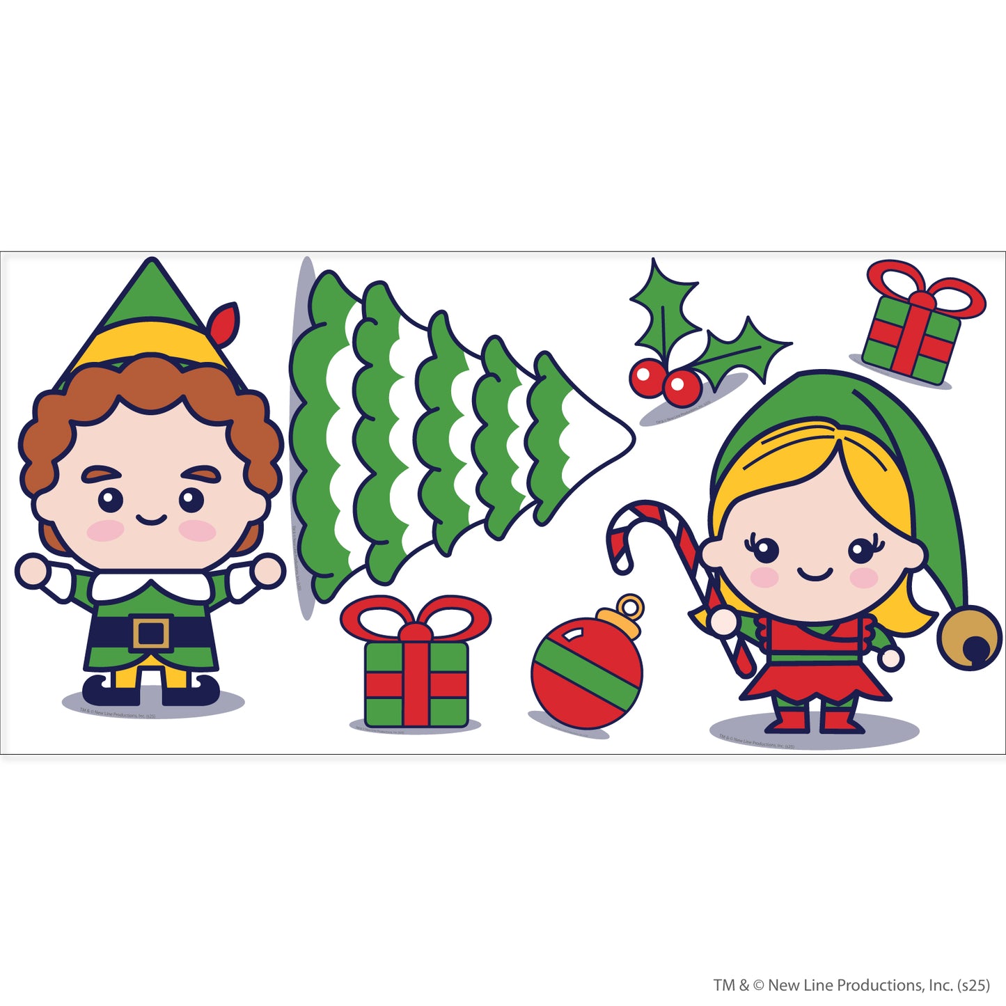 Elf Wall Sticker  –   Chibi Elves Decal Set Christmas Wall Art