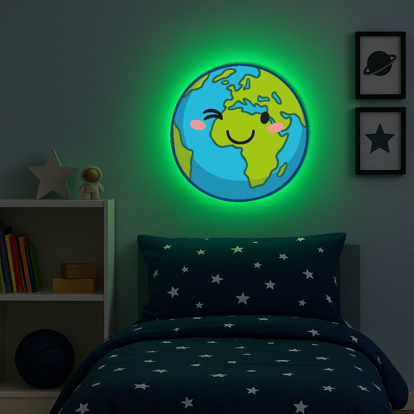 Earth With Smile LED Backlit Wallpop