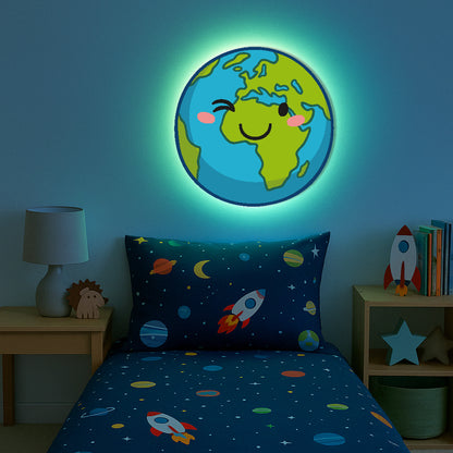 Earth With Smile LED Backlit Wallpop