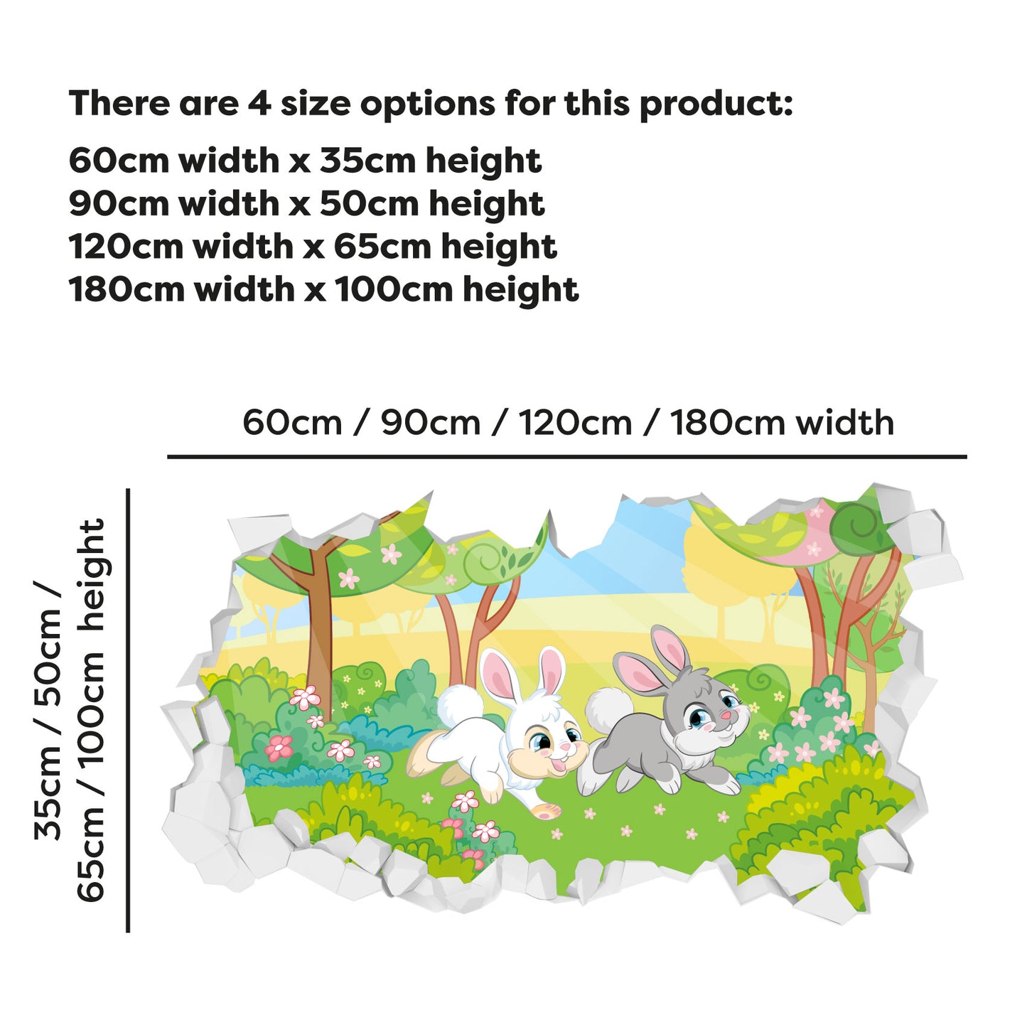 Easter Wall Sticker - Cartoon Rabbits Broken Wall Art Decal