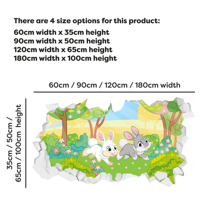 Easter Wall Sticker - Cartoon Rabbits Broken Wall Art Decal