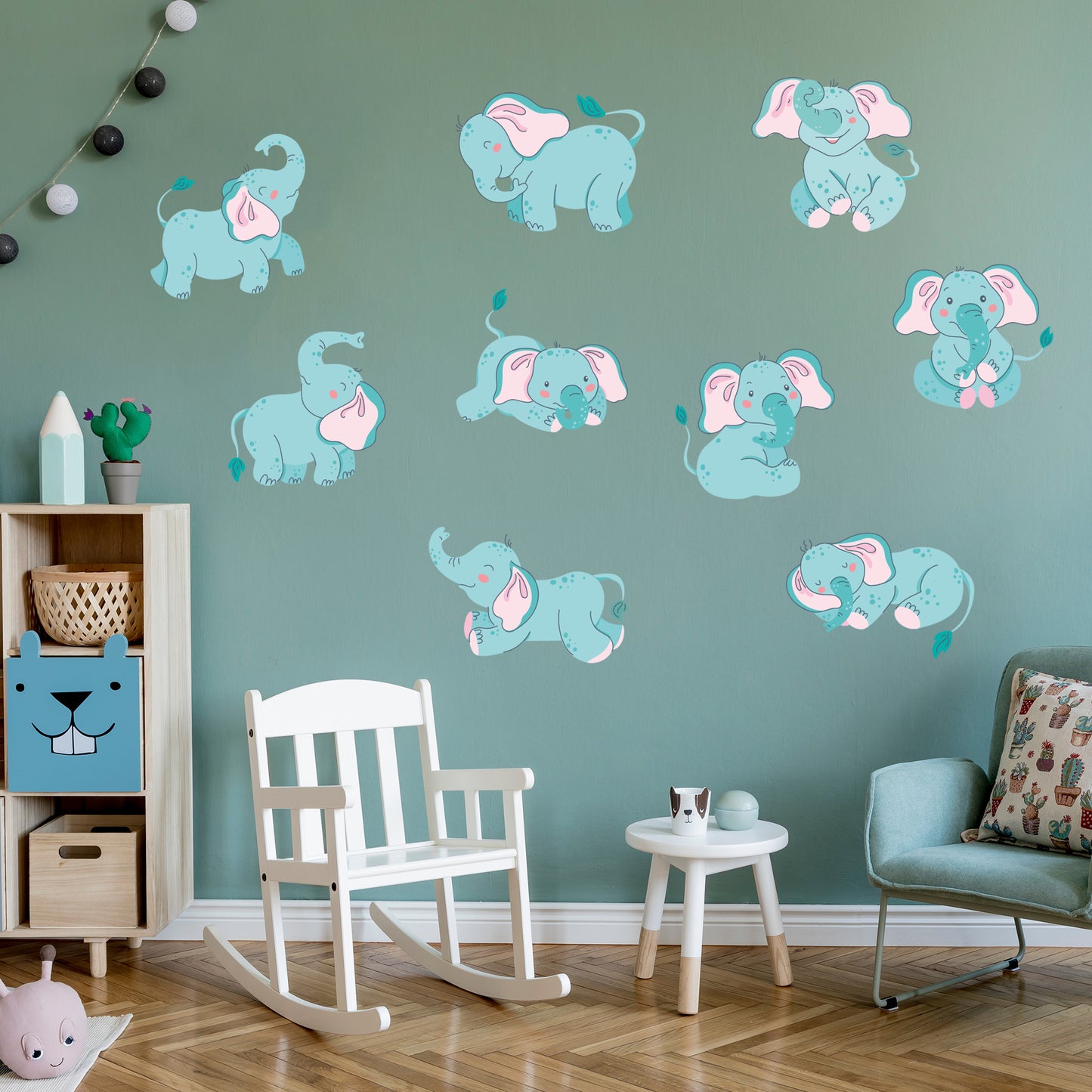 Elephant Wall Sticker - Blue Elephant's Decal Set Wall Sticker