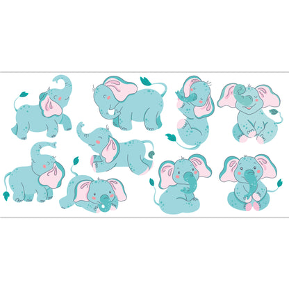 Jungle Animal Wall Sticker - Blue Elephant Decal Set Wall Art