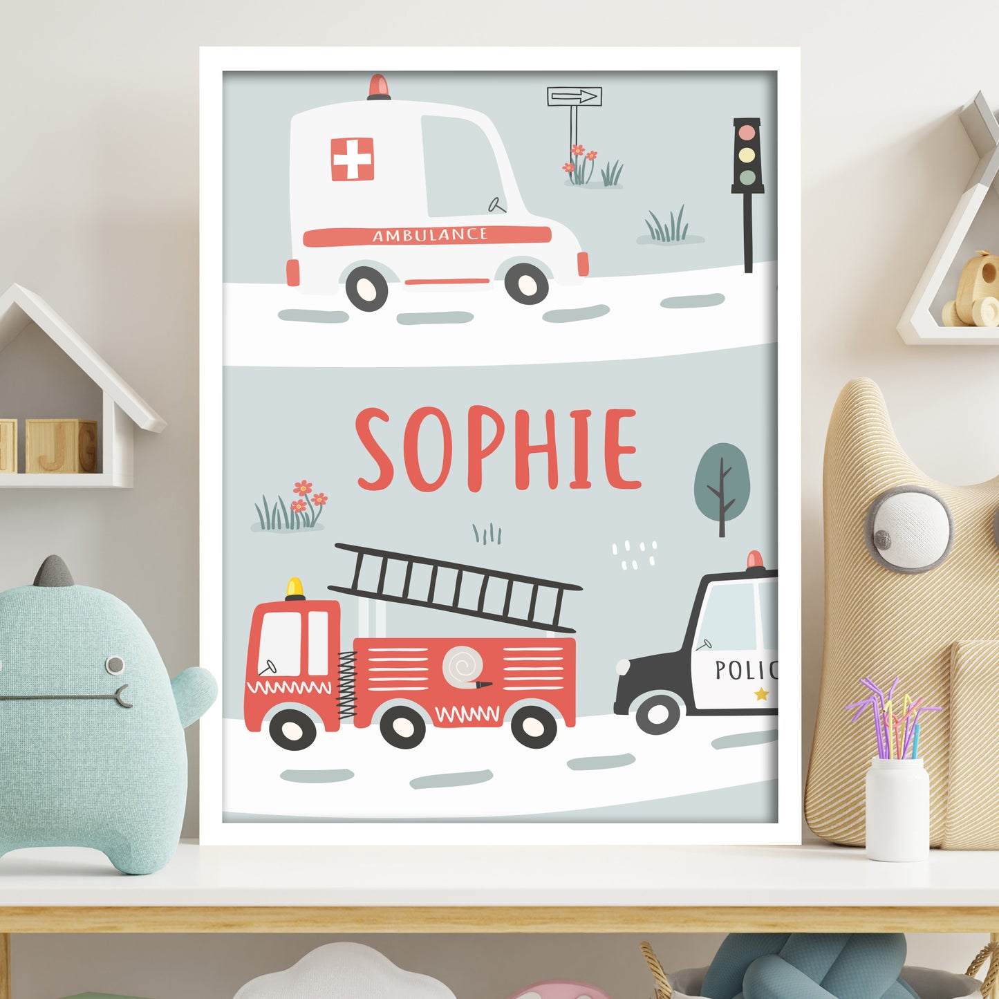 Emergency Services Print - Responder Vehicles Personalised Poster Wall Art