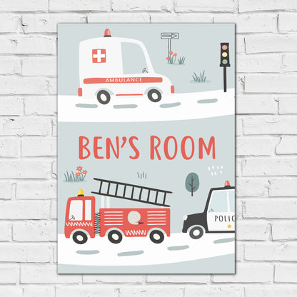Emergency Services Print - Responder Vehicles Personalised Poster Wall Art