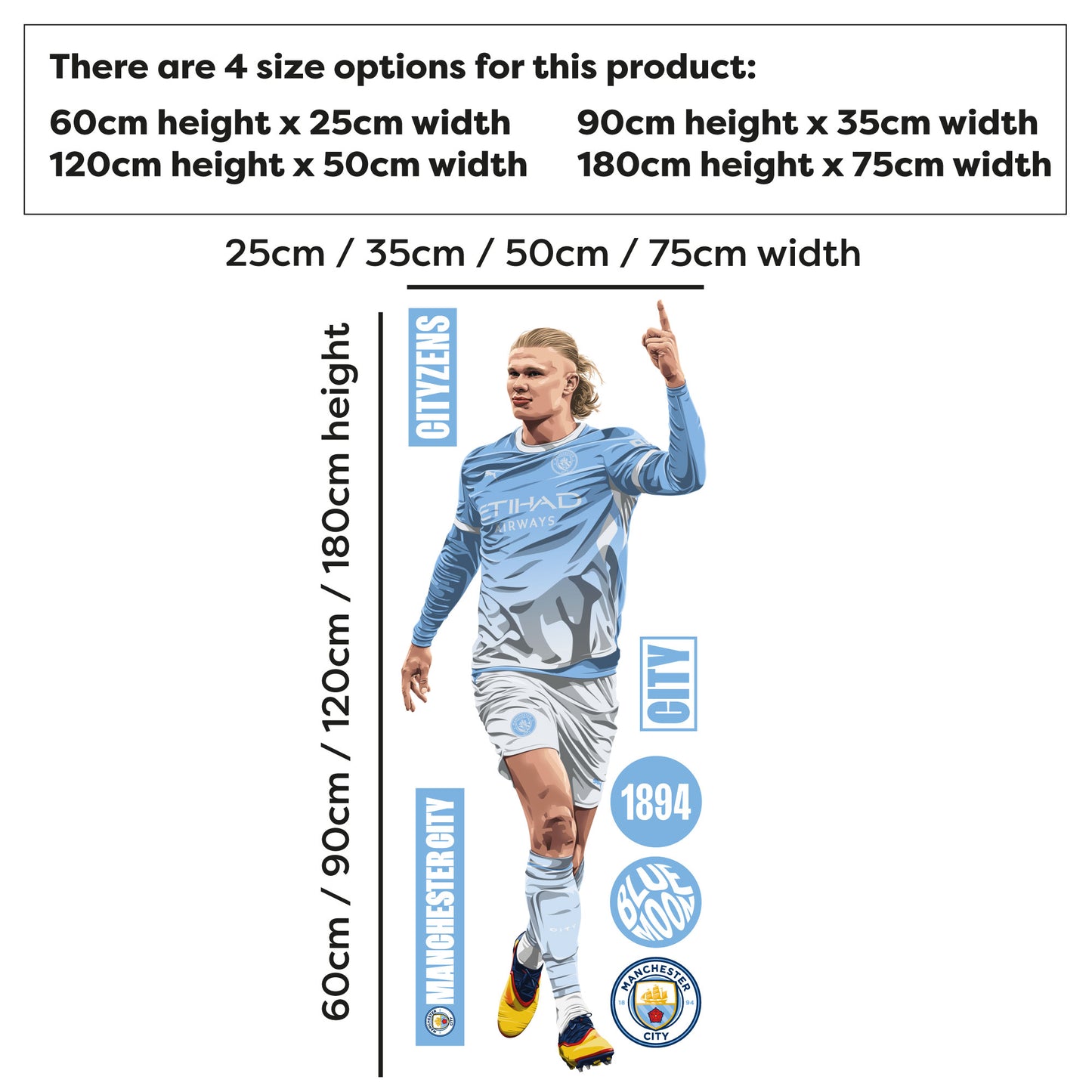 Official Manchester City - Erling Haaland 26/27 Illustration Wall Sticker