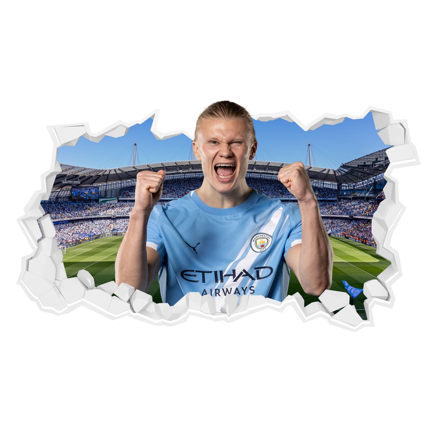 Manchester City Football Club - Haaland 25/26 Broken Wall Sticker