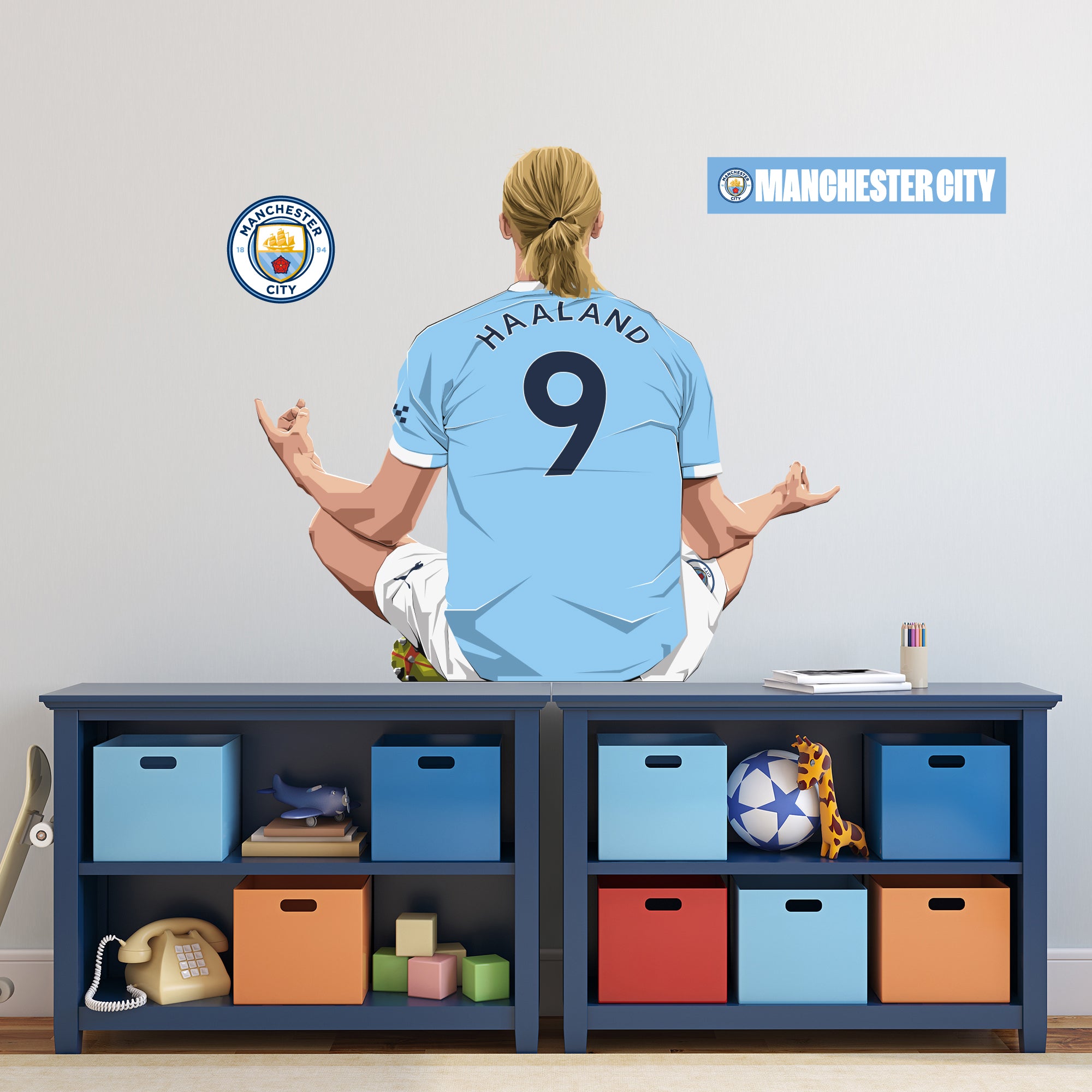 Official Manchester City - Erling Haaland 25-26 Illustration Wall Stic ...